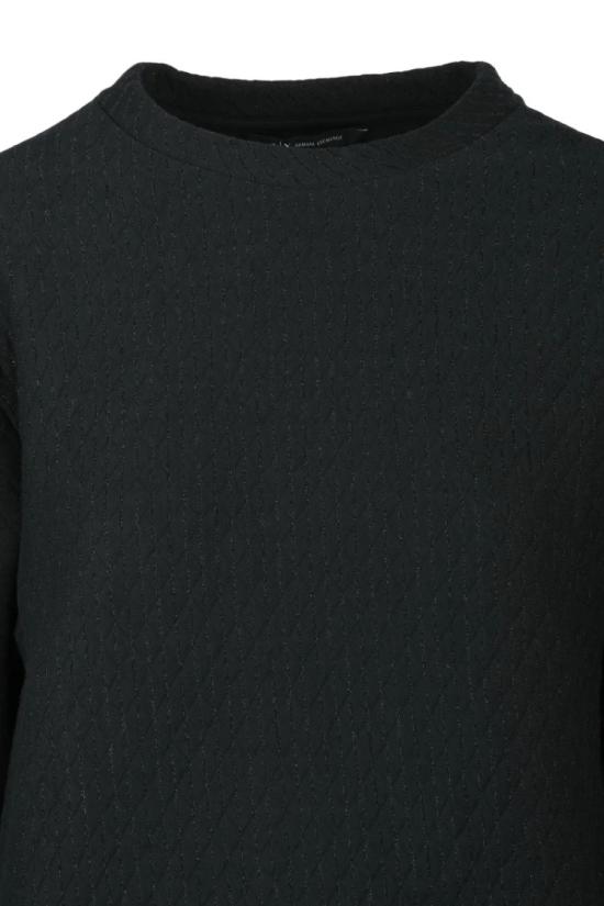  알마니 긴팔 티셔츠 블랙 크롭 코튼 블렌드 스웨트셔츠 - ARMANI