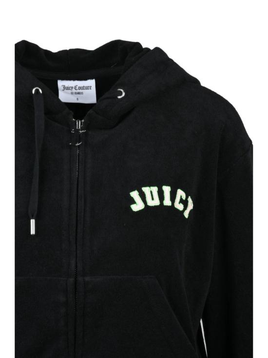  쥬시꾸뛰르 후드 티셔츠 블랙 크롭 스폰지 후드티 - JUICY COUTURE