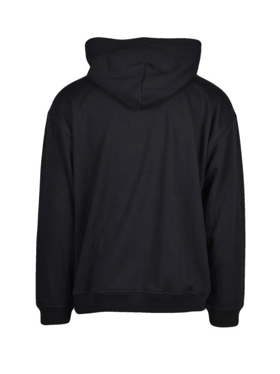 25FW 디젤 후드 티셔츠 빈티지 느낌의 로고와 캥거루 포켓이 있는 블랙 후드티 - DIESEL