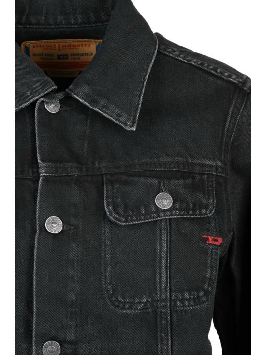 25FW 디젤 데님 자켓 버튼업 블랙  재킷, 크롭 기장, 클래식한 디테일 - DIESEL