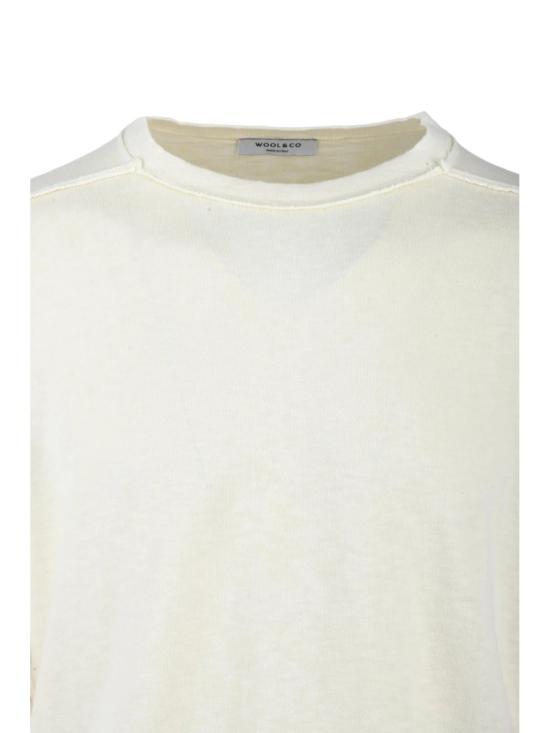 25SS 울앤코 니트웨어 흰색 크루넥 면 스웨터 - WOOL & CO