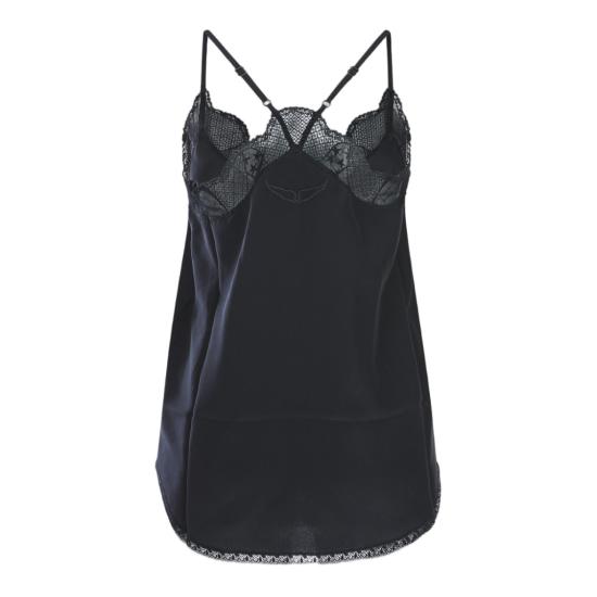26FW 자딕앤볼테르 CHRISTY 크리스티 레이스 트리밍 실크 캐미솔 WWCR01313011 Black - ZADIG & VOLTAIRE