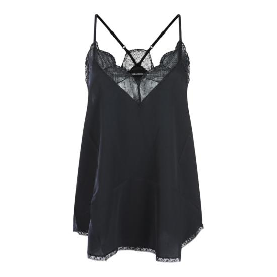 26FW 자딕앤볼테르 CHRISTY 크리스티 레이스 트리밍 실크 캐미솔 WWCR01313011 Black