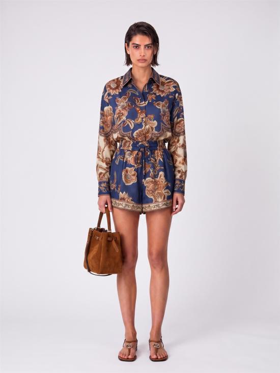 26FW 짐머만 블라우스 8278TSS261 NAVY JACOBEAN - ZIMMERMANN
