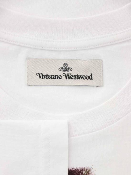  비비안웨스트우드 로고 패치 스트라이프 코튼 반팔 티셔츠 3G01001CJ001MGODA401GO White - VIVIENNE WESTWOOD