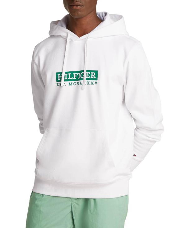 25FW 타미힐피거 후드 티셔츠 MW0MW39150YBR White - TOMMY HILFIGER