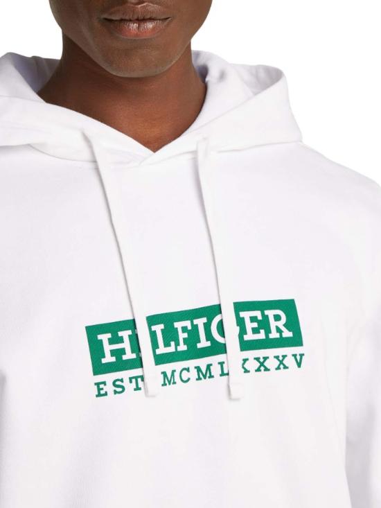 25FW 타미힐피거 후드 티셔츠 MW0MW39150YBR White - TOMMY HILFIGER