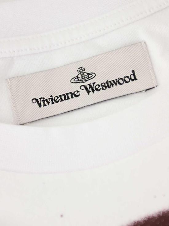  비비안웨스트우드 로고 패치 스트라이프 코튼 반팔 티셔츠 3G01001CJ001MGOA401GO White - VIVIENNE WESTWOOD