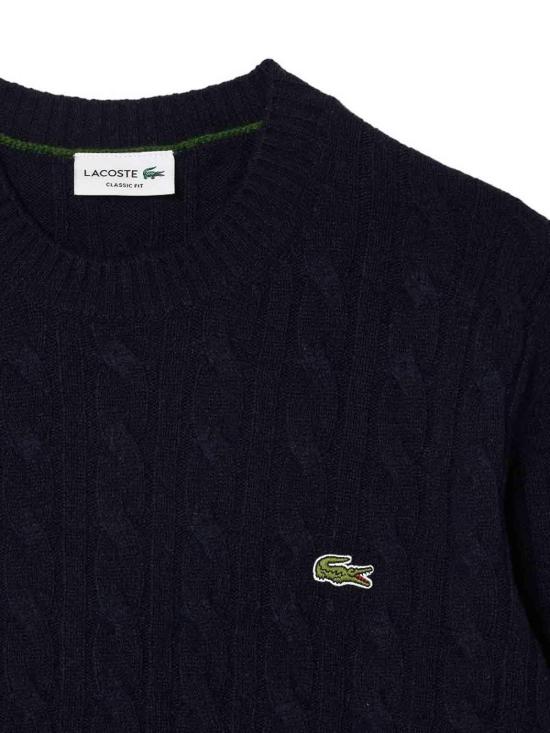  라코스테 케이블 크루넥 울 니트 AH2924166 BLUE - LACOSTE