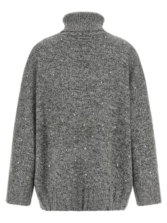 26FW 핑코 터틀넥 크리스탈 터틀넥 스웨터, 스웨터 및 가디건, 회색 - PINKO