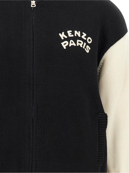 26FW 겐조 봄버 자켓 파리 엠블럼 스웨터 및 가디건 화이트/블랙 - KENZO