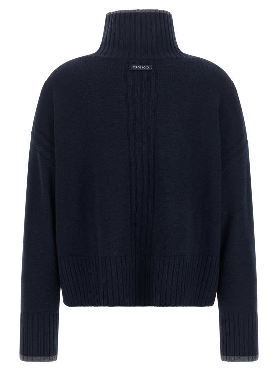 26FW 핑코 터틀넥 터틀넥 스웨터, 스웨터 및 가디건, 파란색 - PINKO