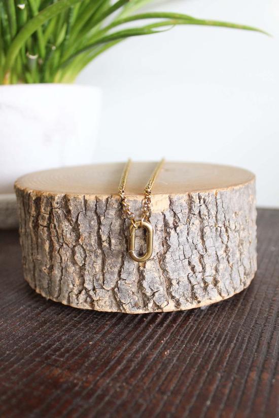  Vintage Jewelry 목걸이/팬던트 빈티지 주얼리 골드 카라비너 스타일 참 홀더 목걸이 18인치 - OTHER BRANDS