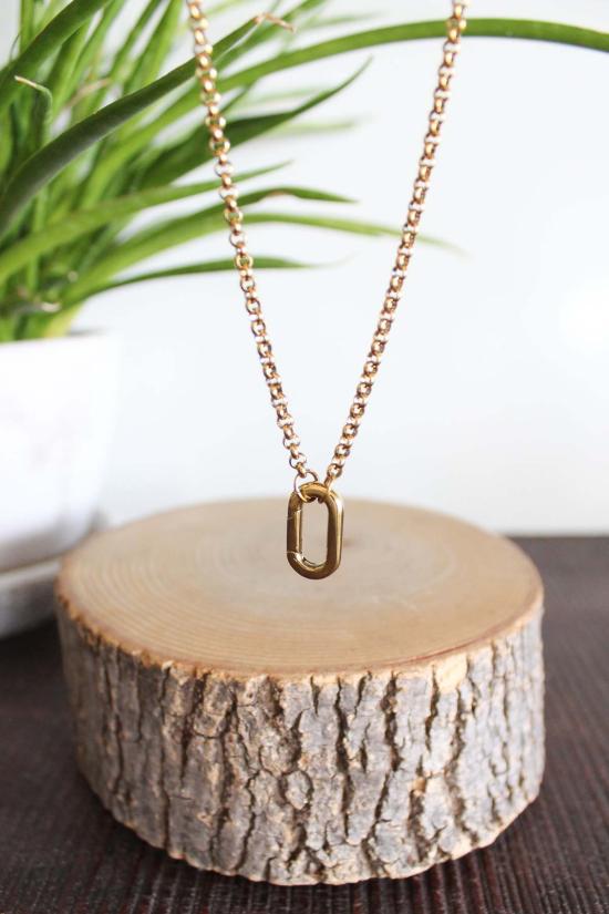  Vintage Jewelry 목걸이/팬던트 빈티지 주얼리 골드 카라비너 스타일 참 홀더 목걸이 18인치