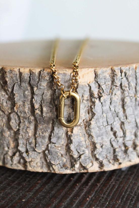  Vintage Jewelry 목걸이/팬던트 빈티지 주얼리 골드 카라비너 스타일 참 홀더 목걸이 18인치 - OTHER BRANDS