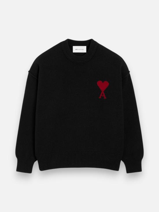  아미 빅 하트 울 크루넥 스웨터 UKS838 018 009 BLACK RED