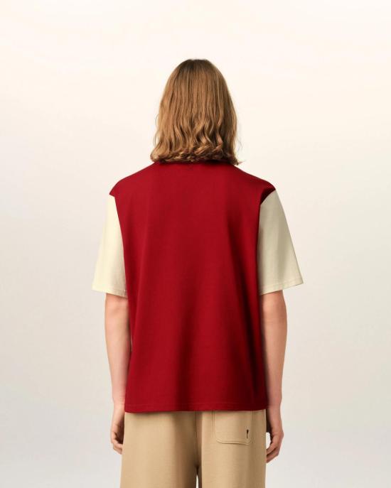  아미 반팔 티셔츠 UTS418 JE0272 A202 RUBY RED IVORY - AMI
