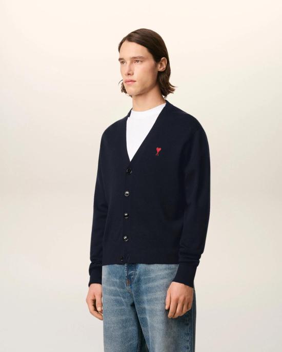  아미 ADC 울 V넥 가디건 HKC361 001 414 NAVY RED - AMI