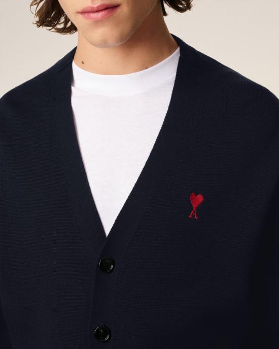  아미 ADC 울 V넥 가디건 HKC361 001 414 NAVY RED - AMI