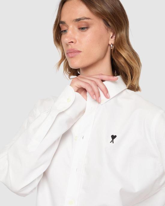  아미 긴팔 셔츠 USH878 CO0031 168 NATURAL WHITE - AMI