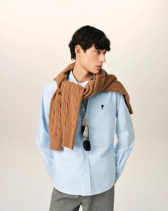  아미 긴팔 셔츠 USH878 CO0031 450 SKY BLUE - AMI