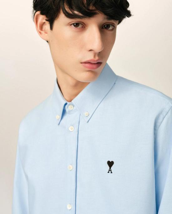  아미 긴팔 셔츠 USH878 CO0031 450 SKY BLUE - AMI