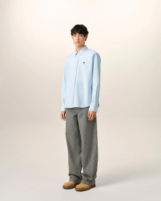  아미 긴팔 셔츠 USH878 CO0031 450 SKY BLUE - AMI