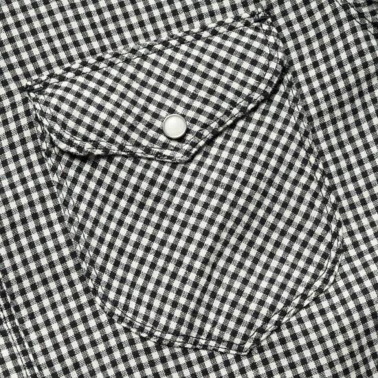  프리노트 클로스 반팔 셔츠 프리노트 천 바디 반팔 블랙 깅엄 - FREENOTE CLOTH