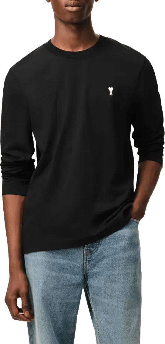 26FW 아미 긴팔 티셔츠 AMIHTS416724045CONTRASTEDAMIDECOEURLONGSLEEVETSHIRTLONGSLEEVETSHIRTSBLACK - AMI