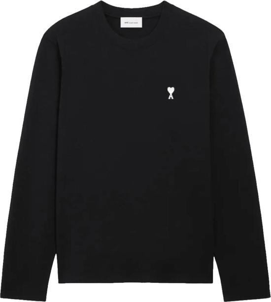 26FW 아미 긴팔 티셔츠 AMIHTS416724045CONTRASTEDAMIDECOEURLONGSLEEVETSHIRTLONGSLEEVETSHIRTSBLACK