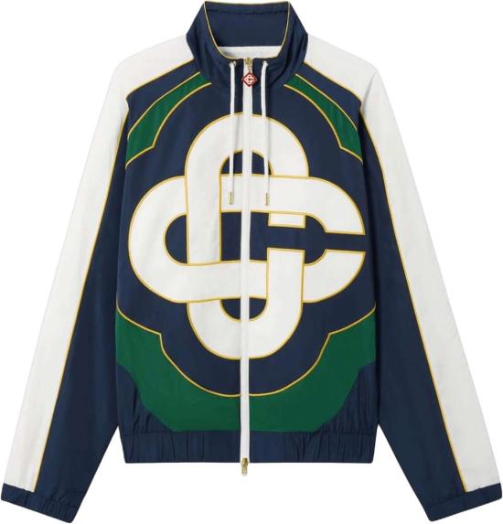 26FW 카사블랑카 코트 CASABLANCAJK51201CCAPPLIQUECOLOURBLOCKWINDBREAKERJACKETLIGHTWEIGHTJACKETSNAVYDESSIN