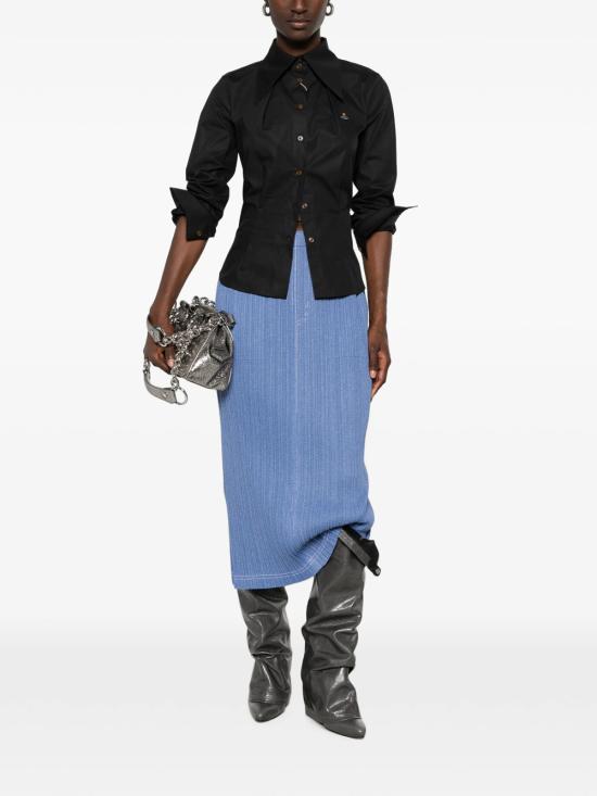 26FW 비비안웨스트우드 ORB 로고 코튼 셔츠 비비안웨스트우드 15010060W009Q N401 BLACK - VIVIENNE WESTWOOD