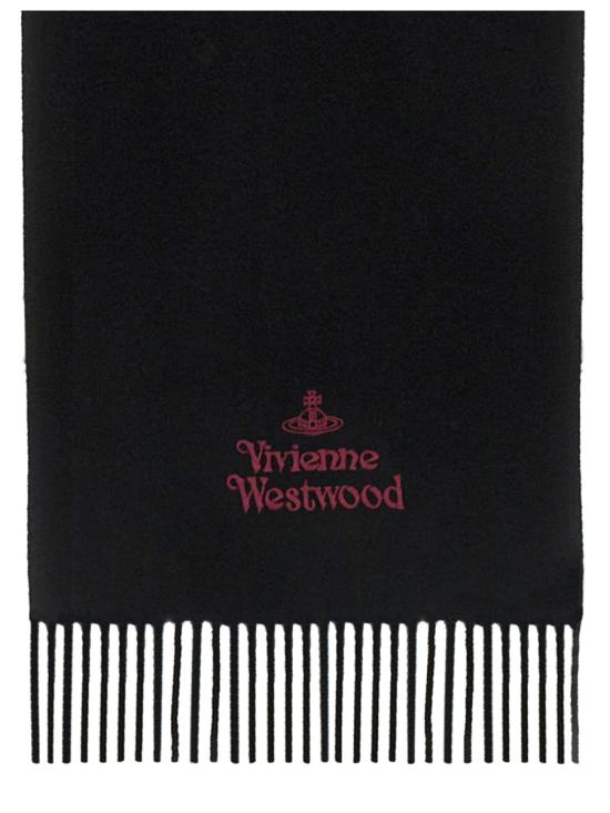 26FW 비비안웨스트우드 자수 로고 머플러 81030007W00Q7 N401 BLACK - VIVIENNE WESTWOOD