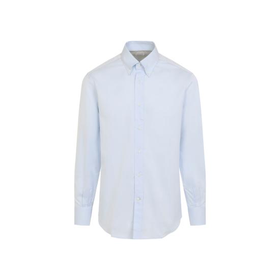 26FW 브루넬로 쿠치넬리 버튼다운 칼라 셔츠 MBUC40038 C735 BLUE