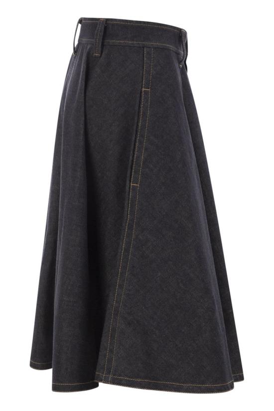 26FW 브루넬로 쿠치넬리 롱 스커트 ML134G4087 C001 DARK DENIM - BRUNELLO CUCINELLI