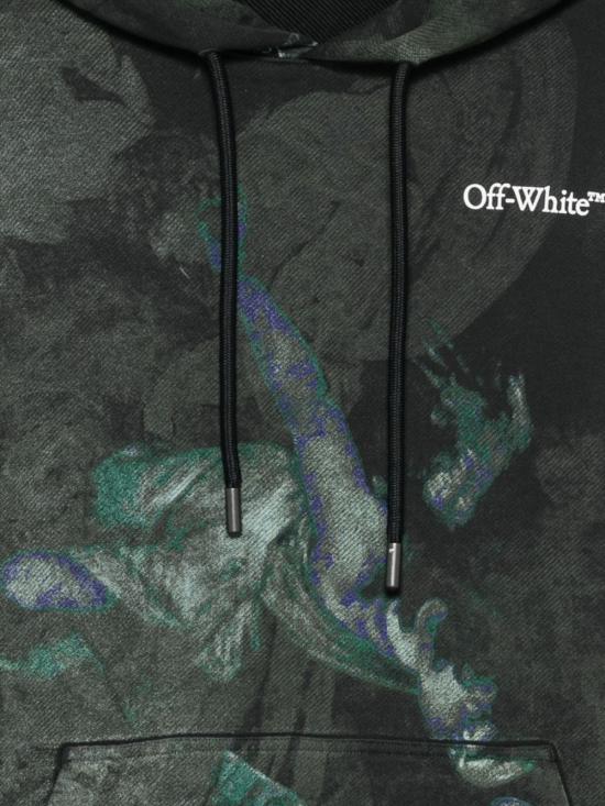 26SS 오프화이트 후드 티셔츠 OMBB085S26FLE00D0001 BLACK - OFF WHITE