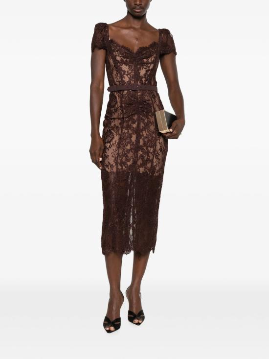 26FW 셀프 포트레이트 미디 원피스 PF26099MABRBROWN MARRONE - SELF PORTRAIT