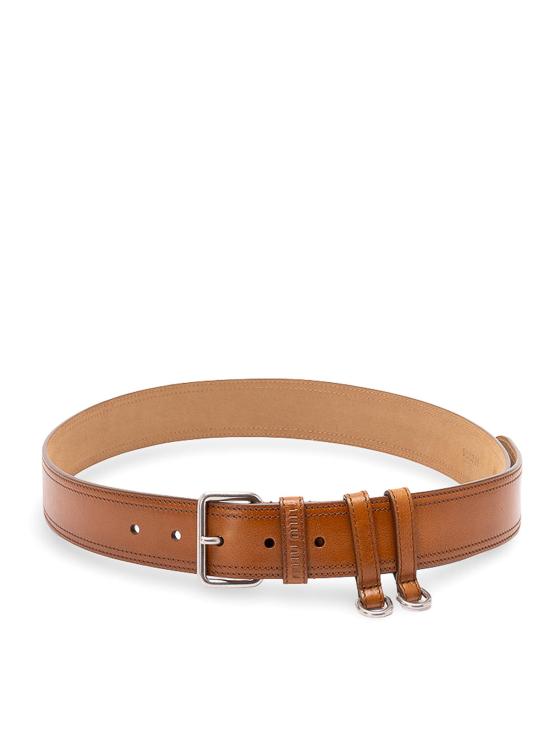 26FW 미우미우 더블 루프 버클 가죽 레귤러 벨트 5CC7312IERF0046 BROWN