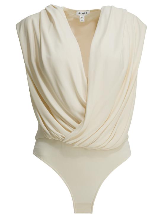 26SS 알라이아 바디수트 티셔츠 AA9B0426J090C160 WHITE