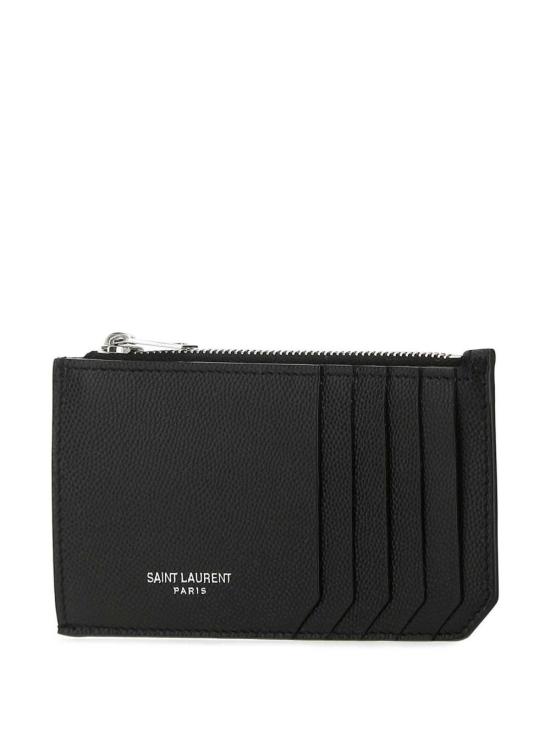 26FW 생로랑 그랑 드 뿌드르 엠보스드 레더 프라그망 지퍼 카드 케이스 609362BTY0N 1000 Nero - SAINT LAURENT