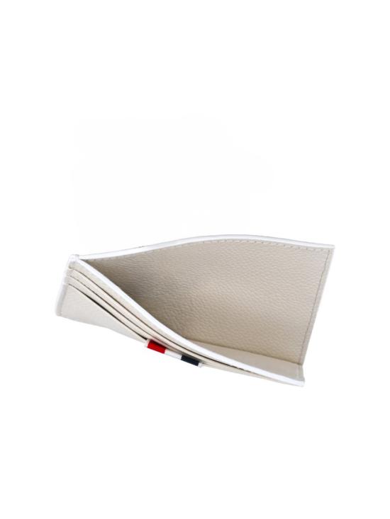 26SS 톰브라운 페블 그레인 레더 스트라이프 노트 카드 홀더 MAW031L 00198100 White - THOM BROWNE