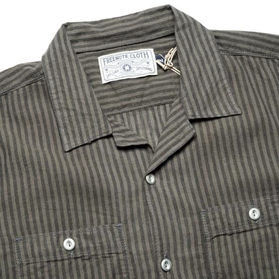  프리노트 클로스 반팔 셔츠 데이턴 반팔 블랙 스트라이프 - FREENOTE CLOTH