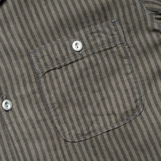  프리노트 클로스 반팔 셔츠 데이턴 반팔 블랙 스트라이프 - FREENOTE CLOTH