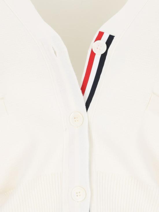 26FW 톰브라운 파인 메리노 울 4바 클래식 V넥 가디건 FKC207A 00014100 White - THOM BROWNE