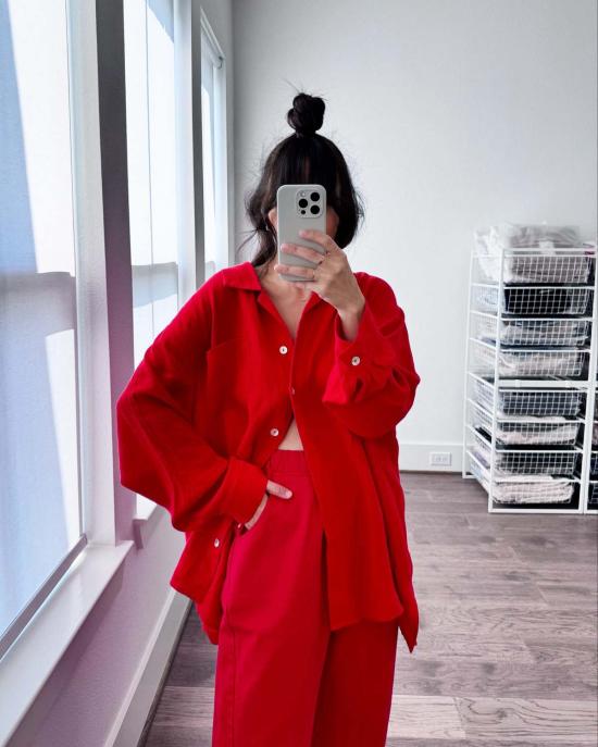  르 본 숍 스트레이트 팬츠 르봉샵 아크팬츠 크레용레드 - LE BON SHOPPE