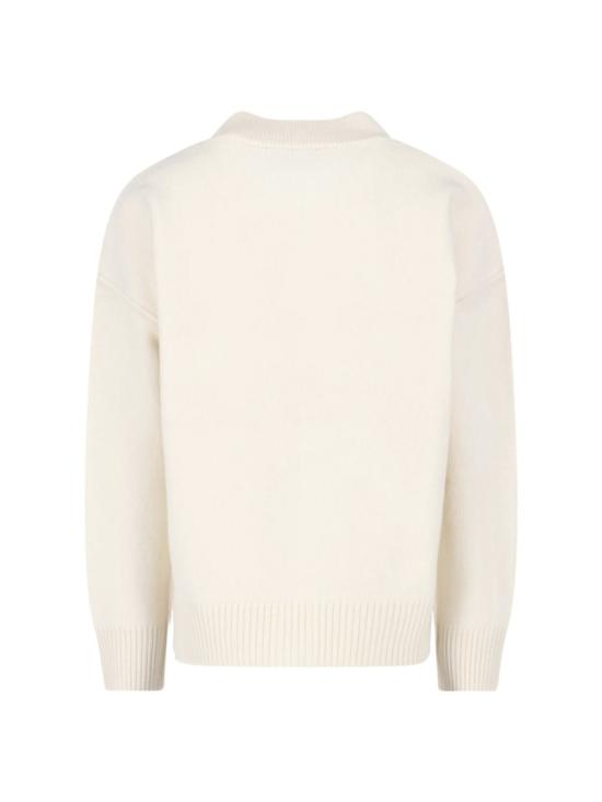 26FW 아미 하트 로고 인타르시아 V넥 가디건 UKC367 018154 Neutrals - AMI