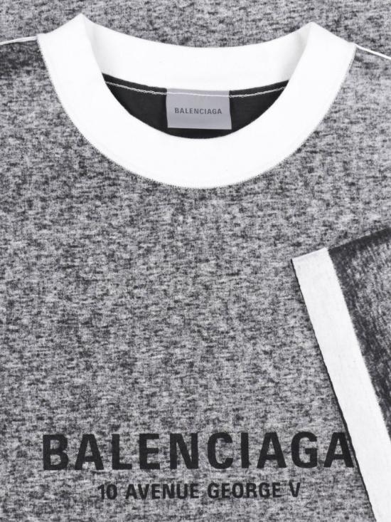 26FW 발렌시아가 로고 프린트 헤더드 미디엄 핏 티셔츠 764235 TUVS21000 Grey - BALENCIAGA