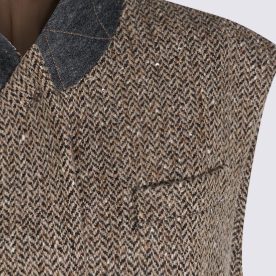 26FW 브루넬로 쿠치넬리 수트 자켓 MG5667253 C005 CAMEL NERO - BRUNELLO CUCINELLI