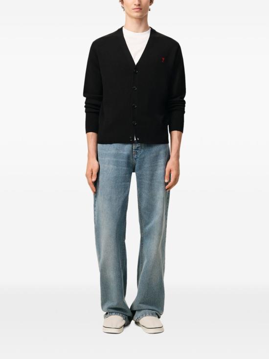 26FW 아미 ADC 울 V넥 가디건 HKC361 001 009 Black red - AMI