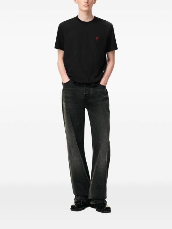 26FW 아미 스몰 하트 로고 티셔츠 BFUTS035 724 001 Black - AMI